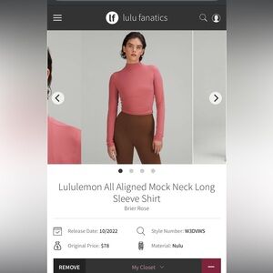 Lululemon Mock Neck Long Sleeve Shirt